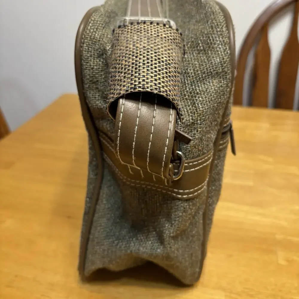 Jordache Tweed Carry On Overnight Bag Tote Luggage Weekender 15.5x11.5x6 Vintage